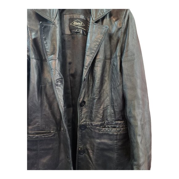 Vintage Abaci Leather Men's Trench Coat Black - Size Medium - Picture 3 of 6